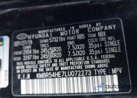 2020 Hyundai Palisade Limited from USA, damaged, VIN KM8R54HE7LU072273